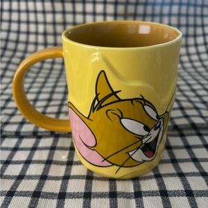 Playful Yellow and Pink Ceramic Mug with Cartoon Dog
